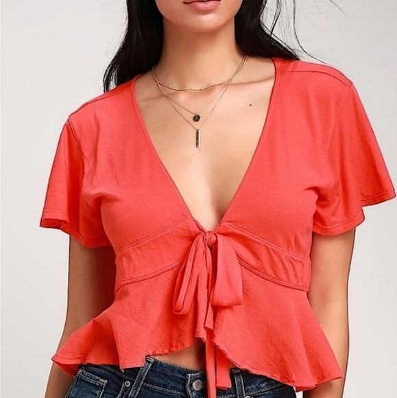 We the free people knot me front tie blouse - Picture 1 of 9